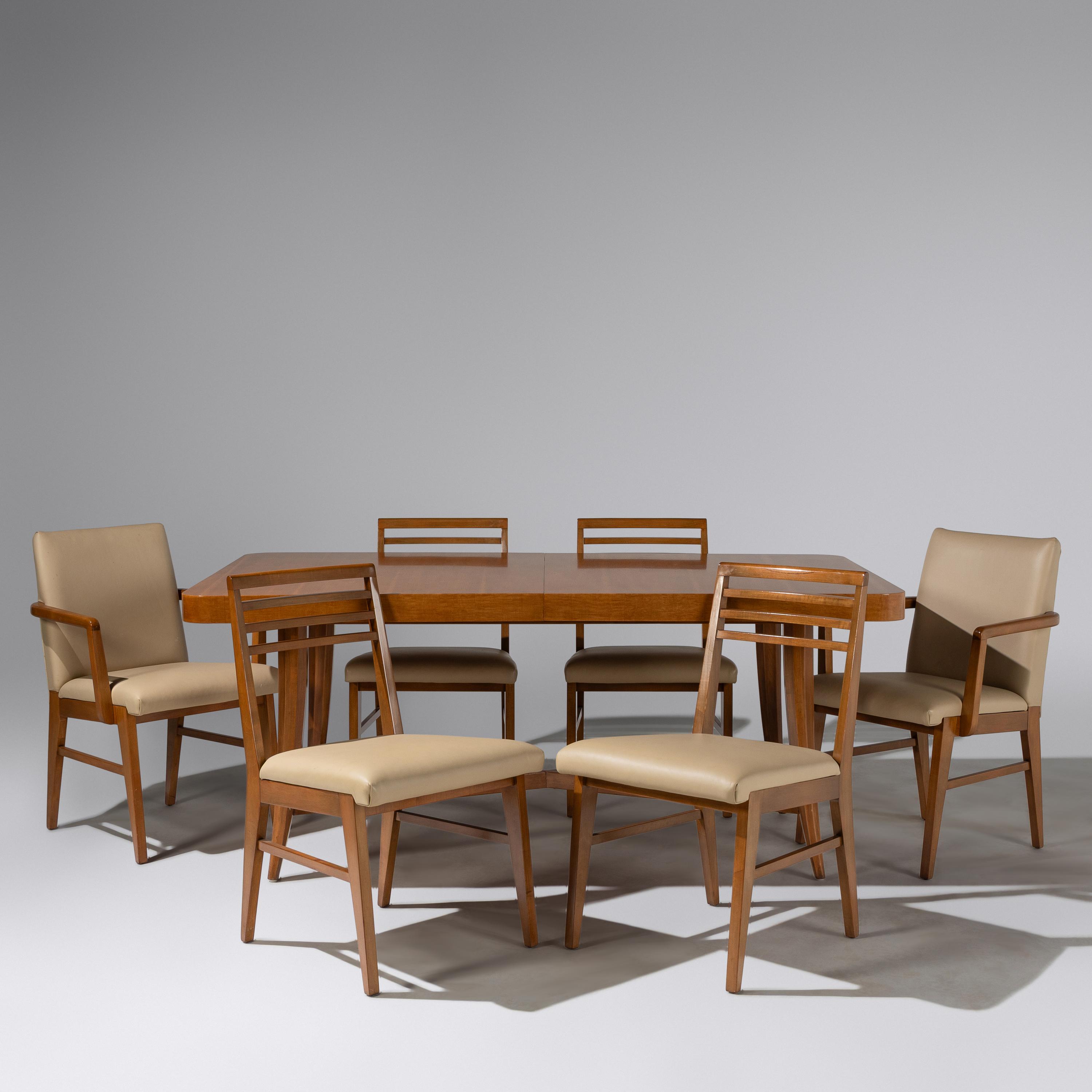 Dining table and six dining chairs