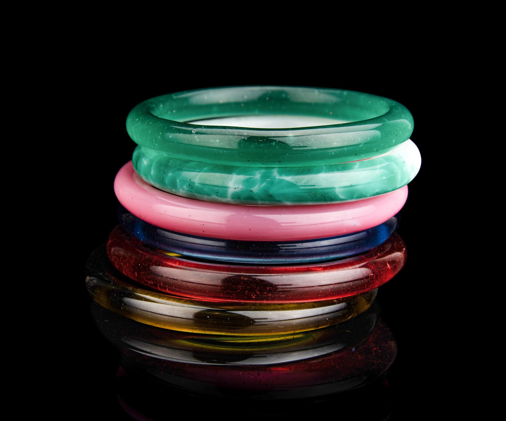 Six Chinese Peking Glass Bangles