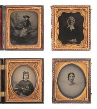 [EARLY PHOTOGRAPHY]. 57 sixth and ninth plate ambrotypes and tintypes of men and women.