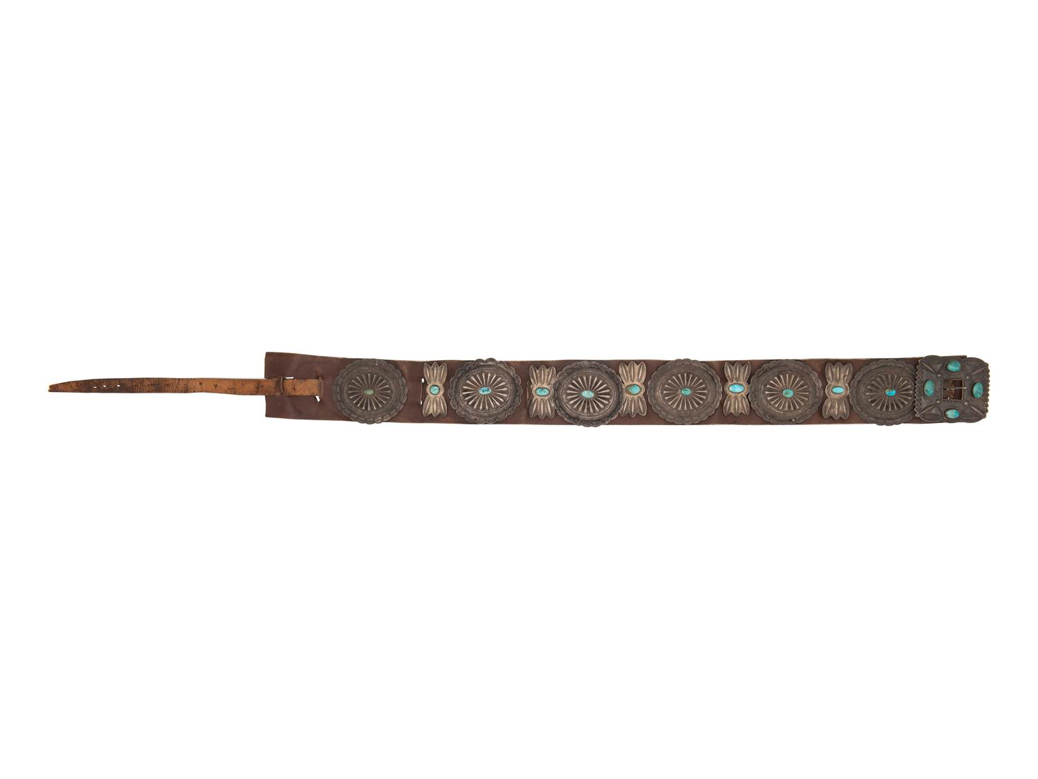 Navajo Silver and Turquoise Concha Belt