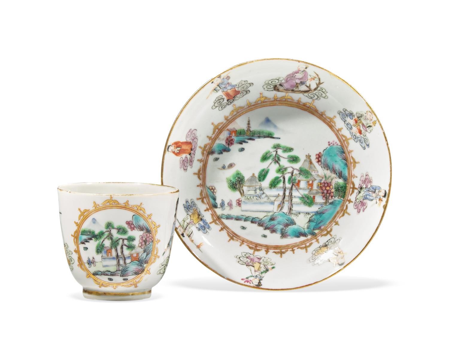 A Group Of Chinese Export Porcelain Tablewares Associated With The DeWitt and Maria Clinton Service
