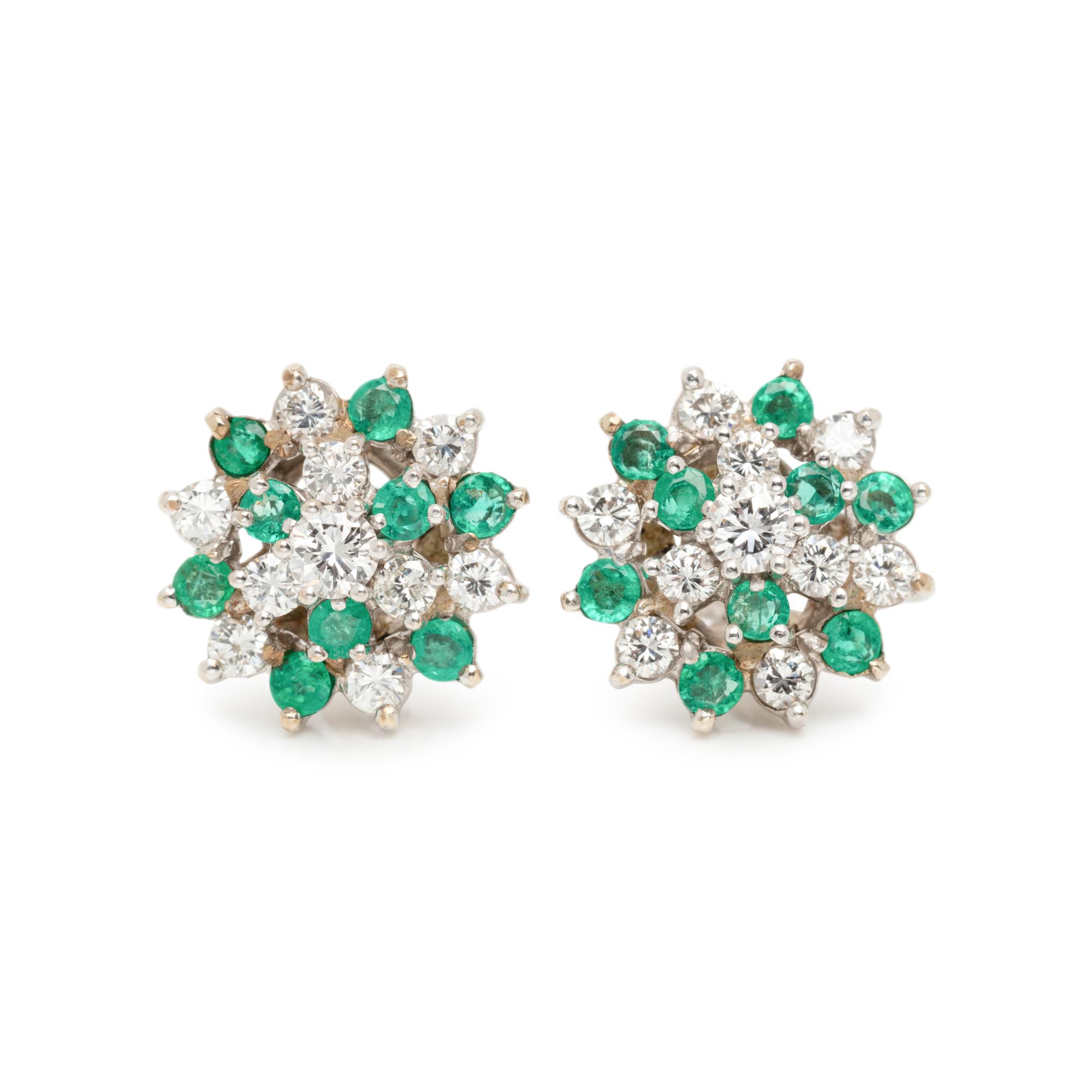 EMERALD AND DIAMOND EARCLIPS