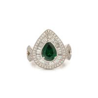 TSAVORITE GARNET AND DIAMOND RING