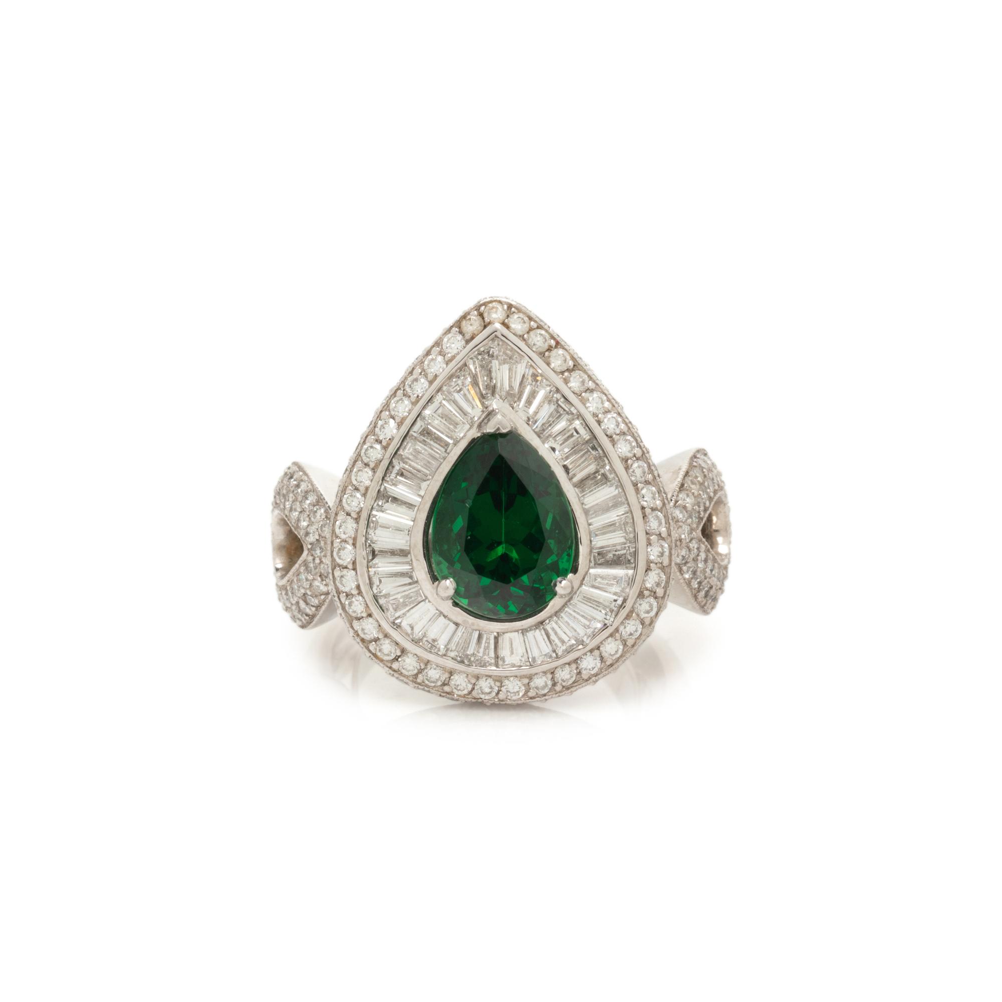 TSAVORITE GARNET AND DIAMOND RING