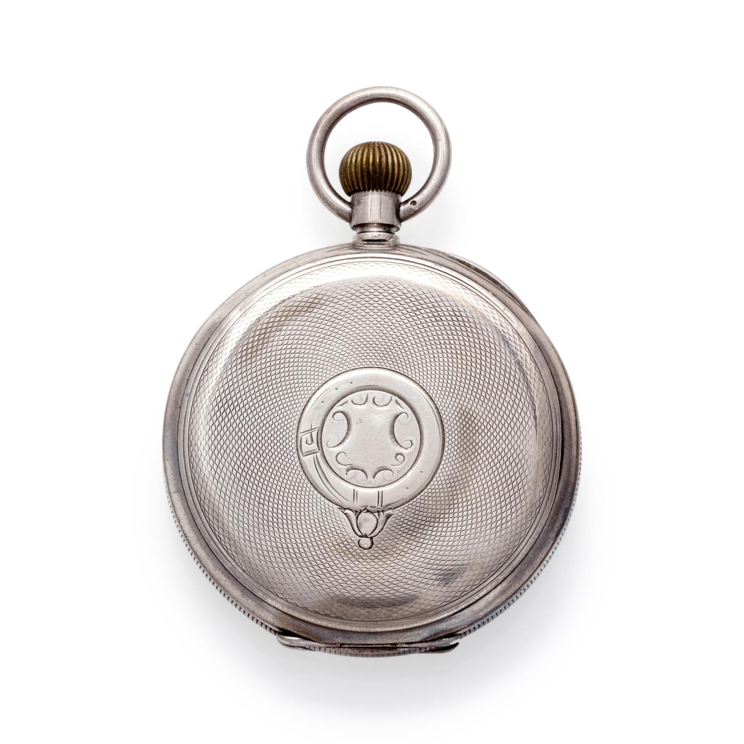 BRITISH, STERLING SILVER OPEN FACE POCKET WATCH
