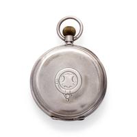 BRITISH, STERLING SILVER OPEN FACE POCKET WATCH