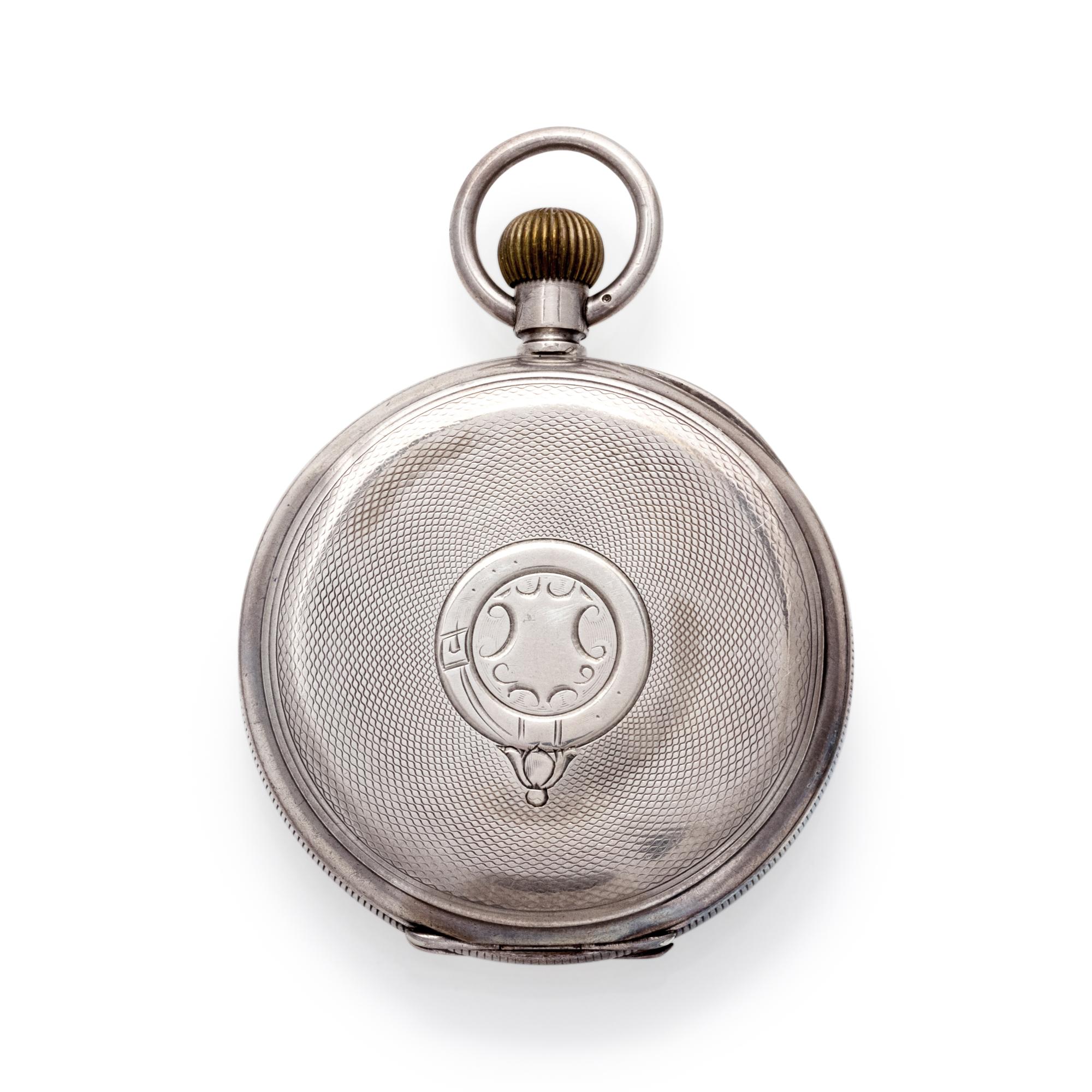 BRITISH, STERLING SILVER OPEN FACE POCKET WATCH