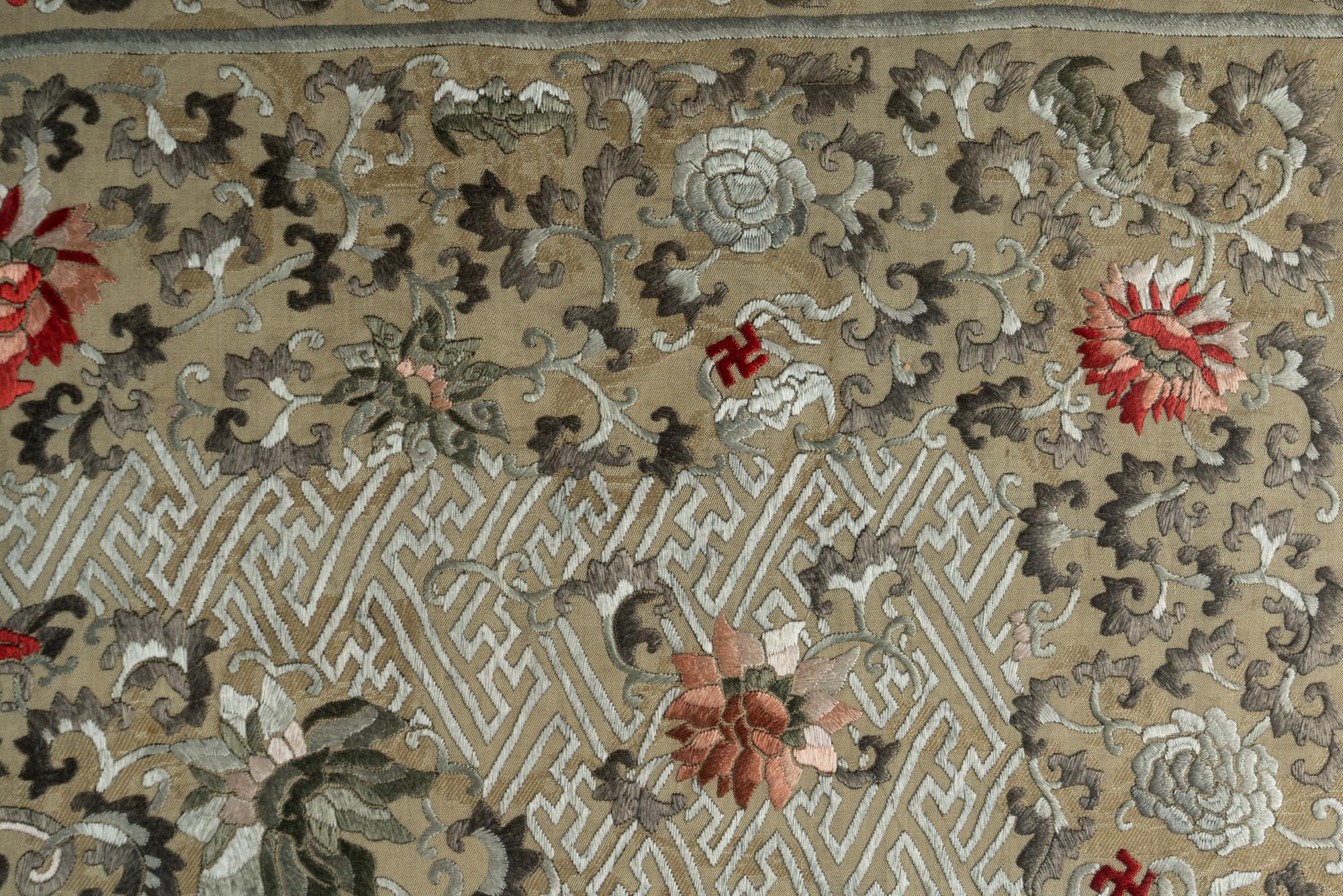 A Large Chinese Embroidered Silk Panel