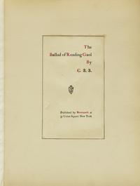 (Wilde, Oscar). The Ballad of Reading Gaol by C.3.3.