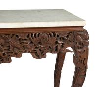 A Carved Anglo-Indian Rosewood Console Table with Carrara Marble Top