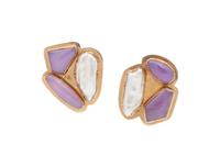 14k Gold Earrings, with Inlaid Stones