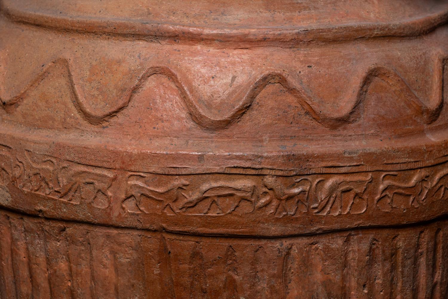 An Etruscan Red-Ware Impasto Pithos with Stamped Frieze