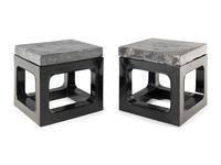 A Pair of Chinese 'Gold Brick' Jinzhuan Stele Top Side Tables, Daoguang Period 清道光十八年 金磚一對
