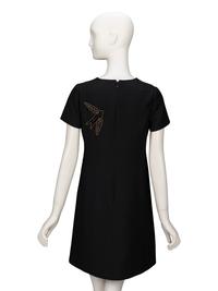Valentino, Bird-Embroidered Black Sheath Dress