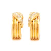 VAN CLEEF & ARPELS, YELLOW GOLD AND DIAMOND EARCLIPS