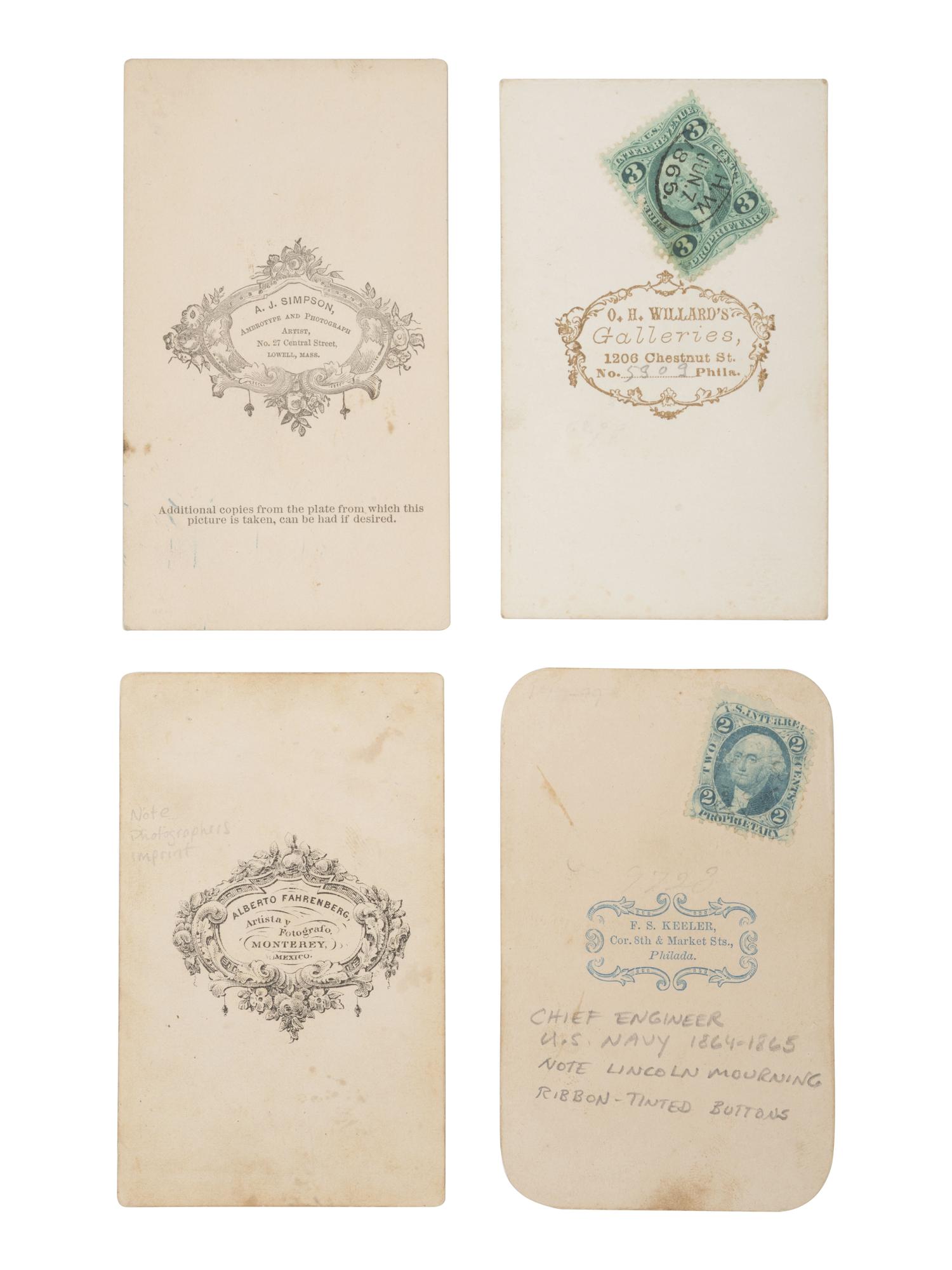 [LINCOLN FUNERAL]. A group of 12 CDVs featuring generals and other high ranking officers wearing Lincoln mourning badges and bands. Incl. Generals GRANT, LOGAN, EKIN, & MCLAUGHLIN.