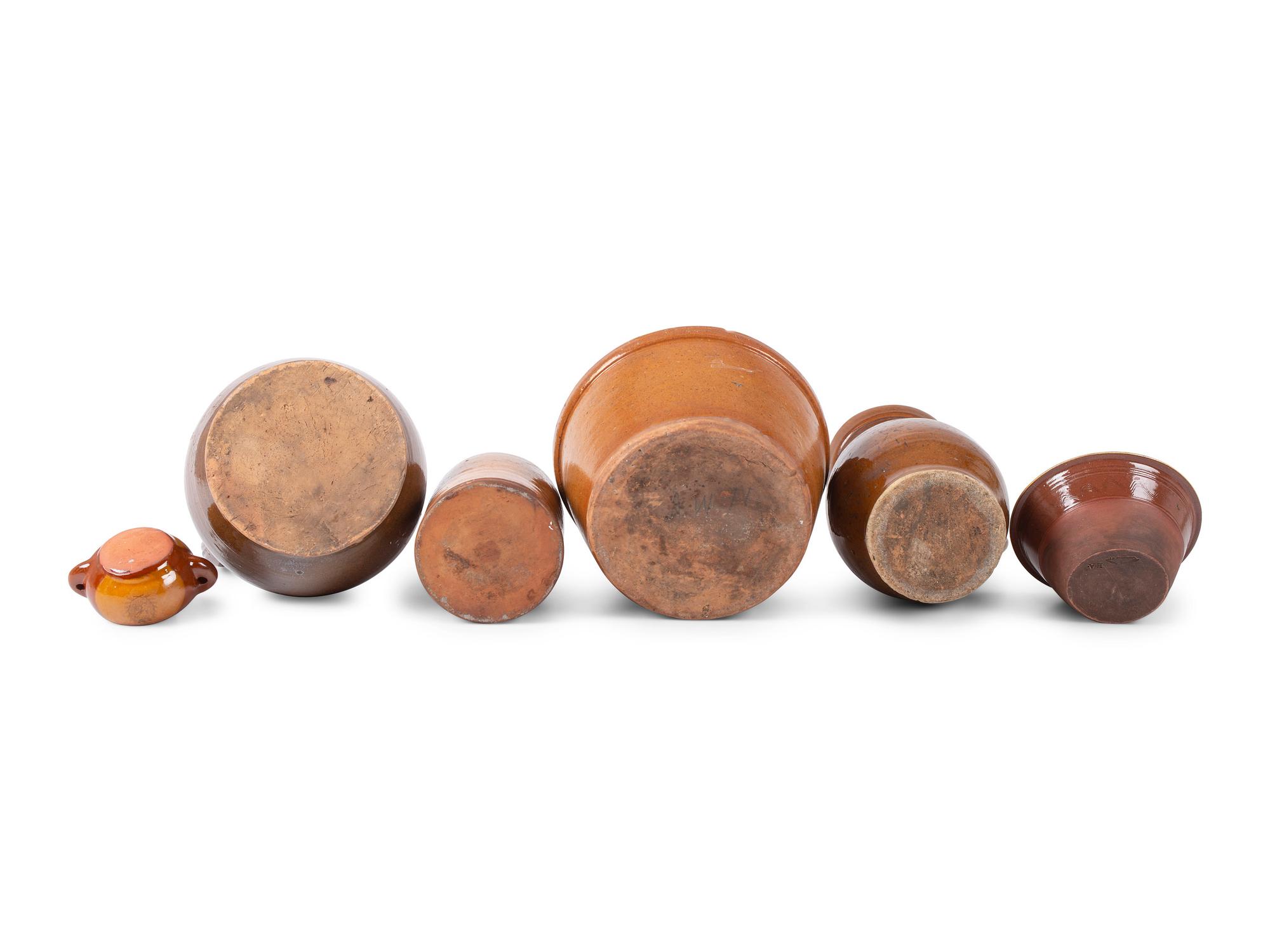 Six Redware Vessels