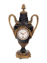 A French Gilt Bronze and Painted Tôle Clock