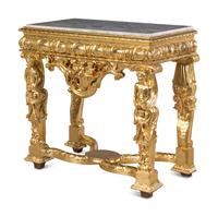 An Italian Giltwood Marble-Top Console Table