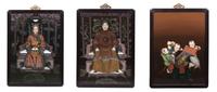 Three Painted Plaques Each 21 3/4 x 15 1/2 inches.