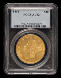 A United States 1861 Liberty Head $20 Gold Coin