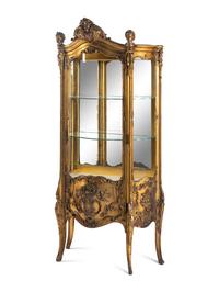 A Louis XV Style Giltwood Vitrine Cabinet