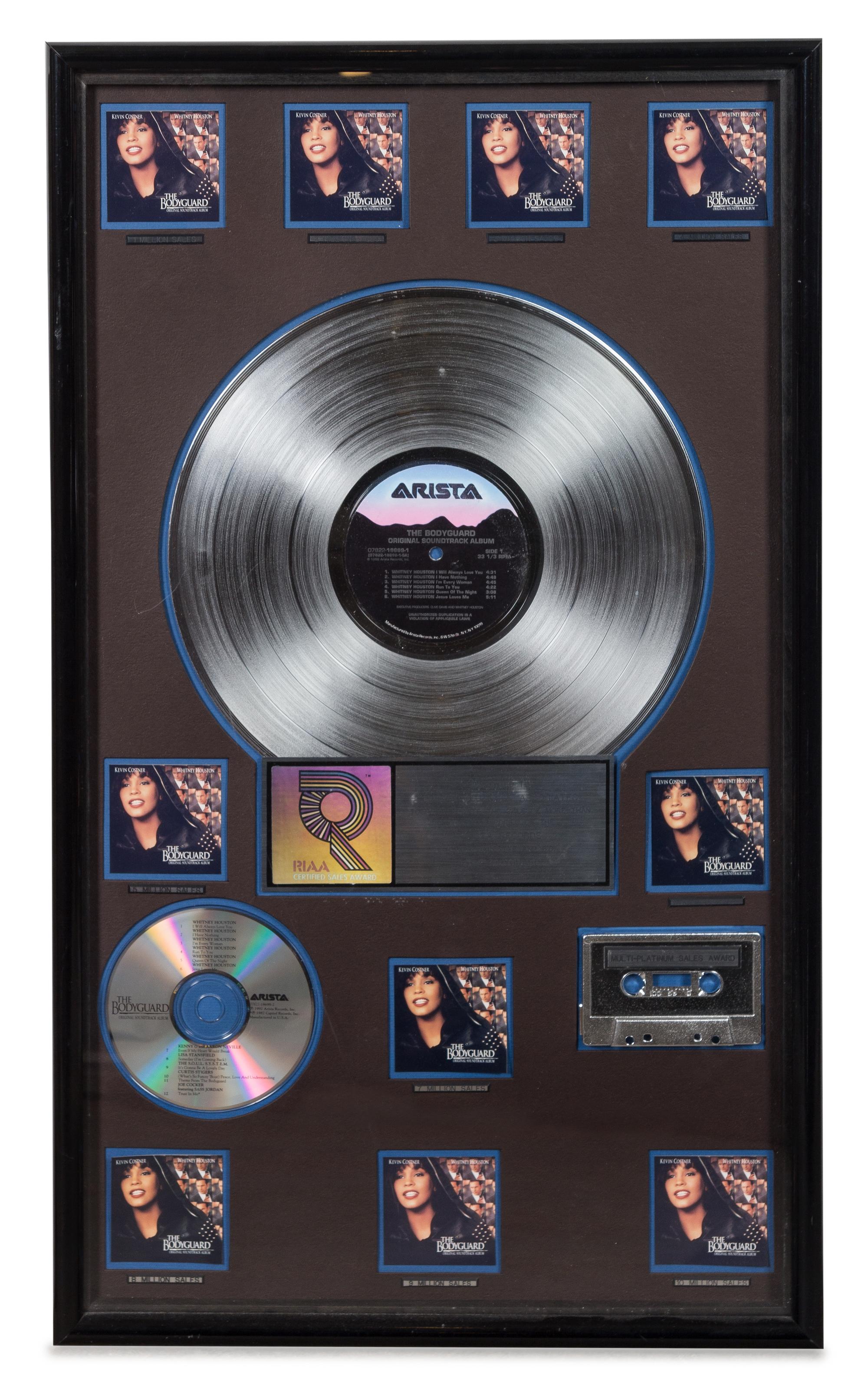 A The Bodyguard: Motion Picture Soundtrack RIAA Certified 10x Platinum Presentation Album 29 x 17 inches.