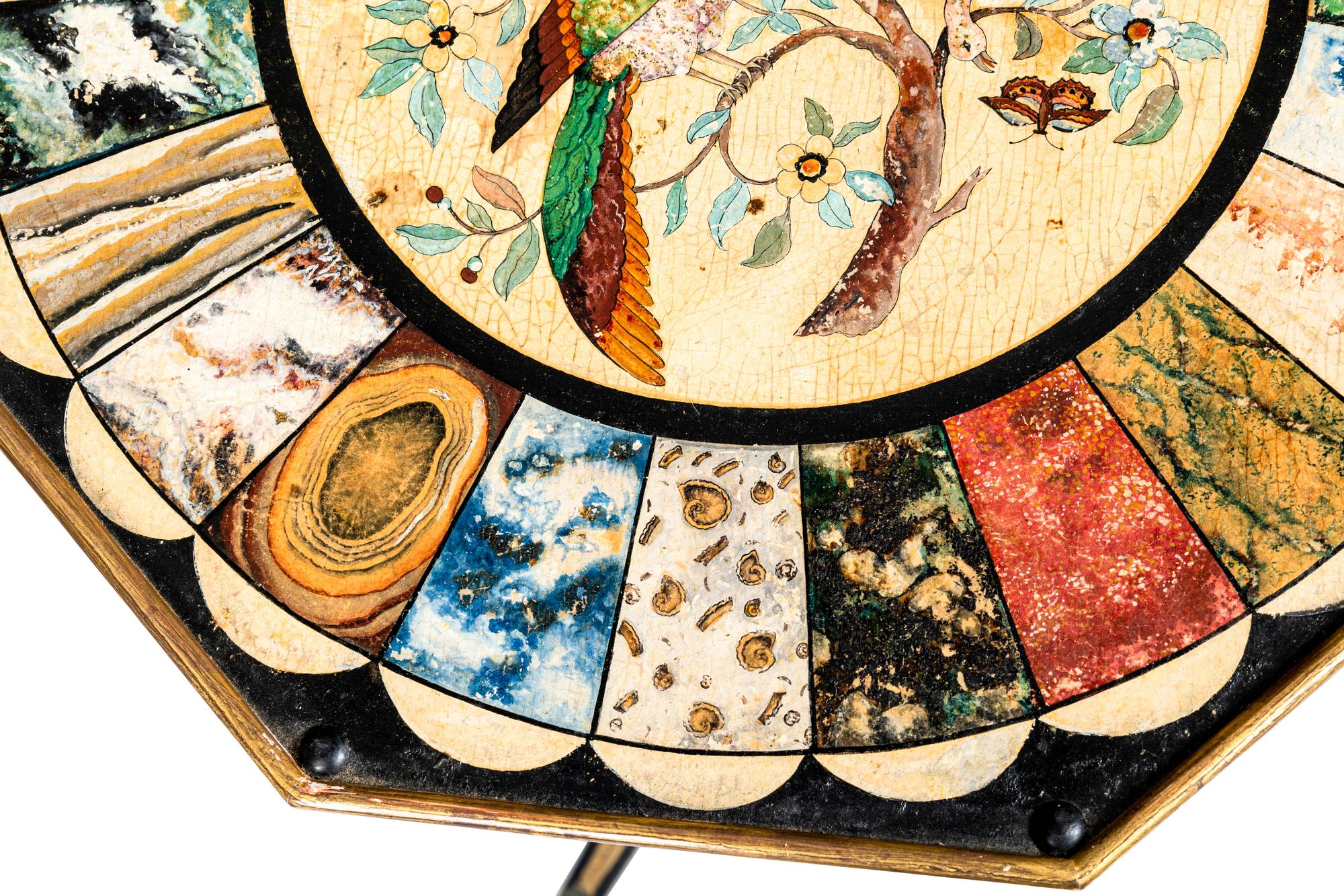 A George III Polychrome Painted and Parcel-Gilt Side Table