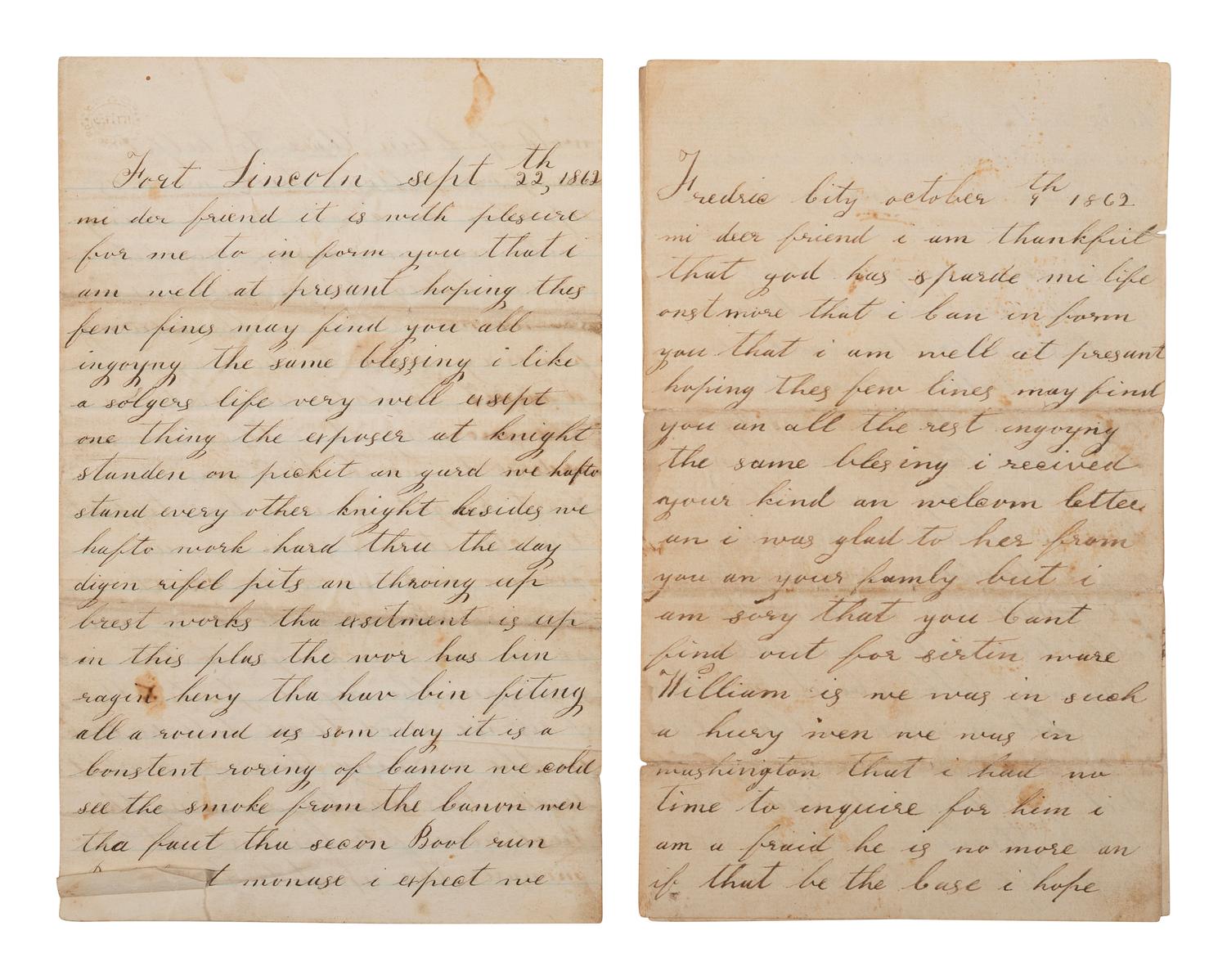 [CIVIL WAR]. Pvt. Everts, 136th PA, provides commentary on Stonewall Jackson in 2 letters with battlefield content.