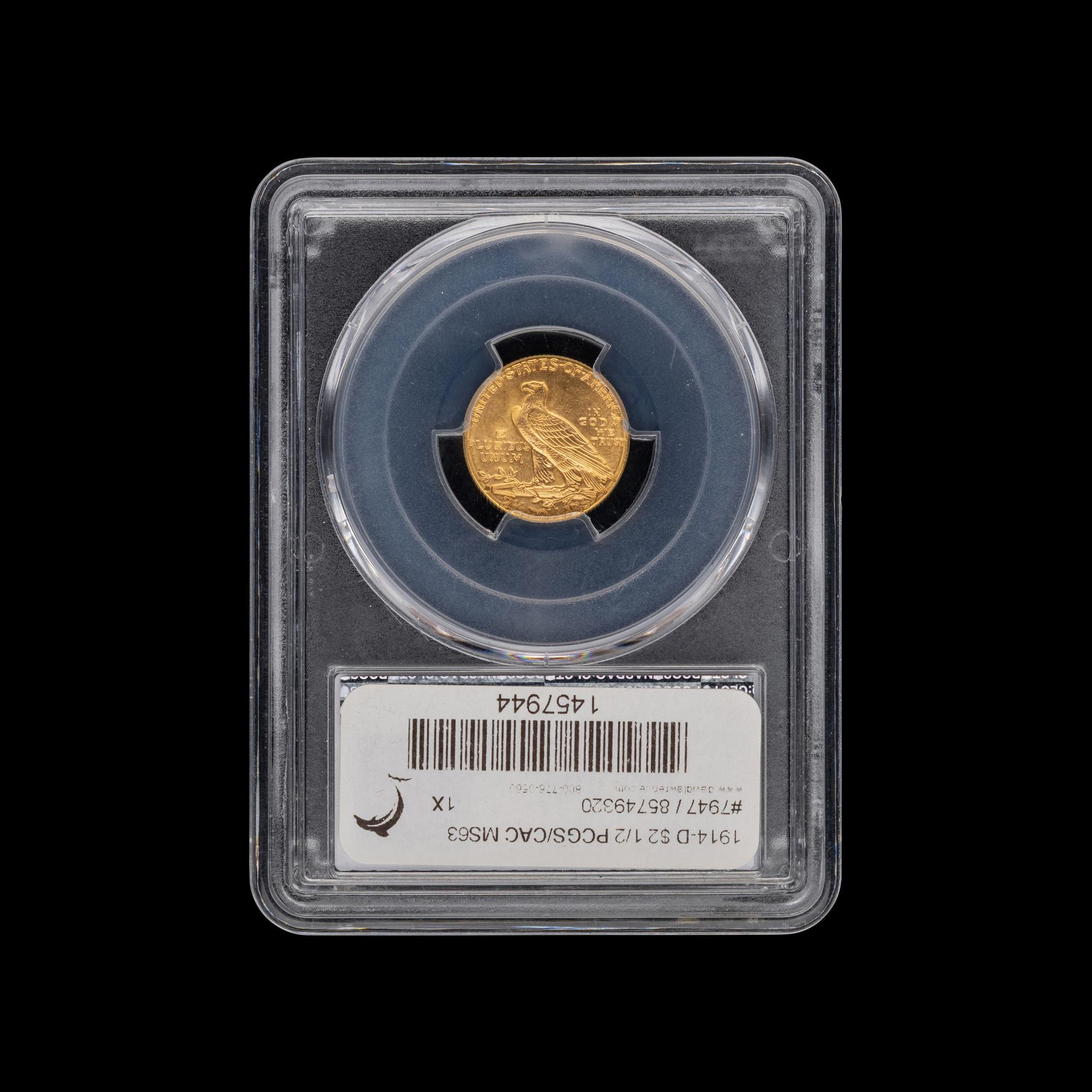 A 1914-D Indian Head $2.50 Gold Coin [PCGS MS63; CAC Green Sticker]
