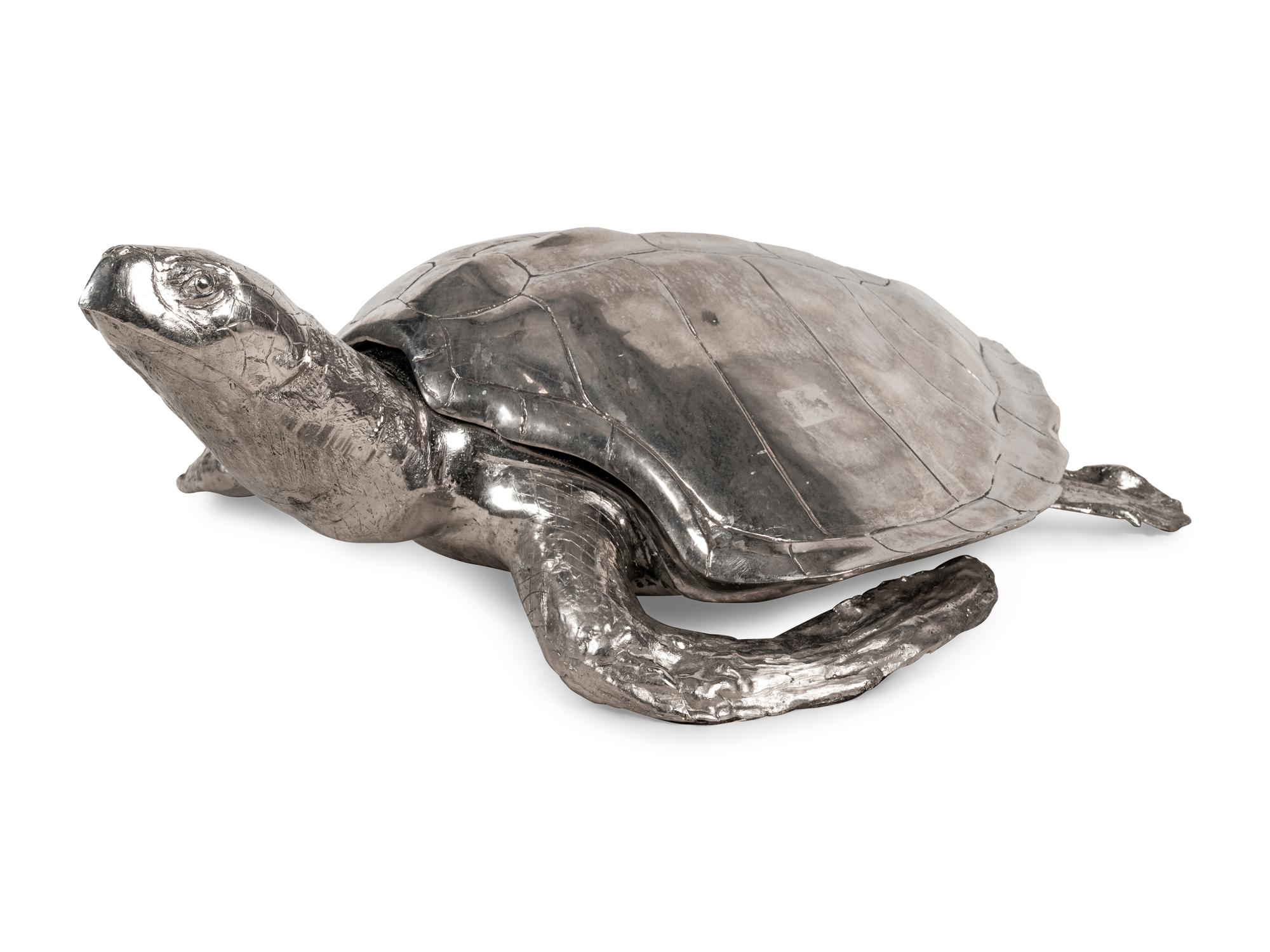 A Large Silvered Model of a Sea Turtle