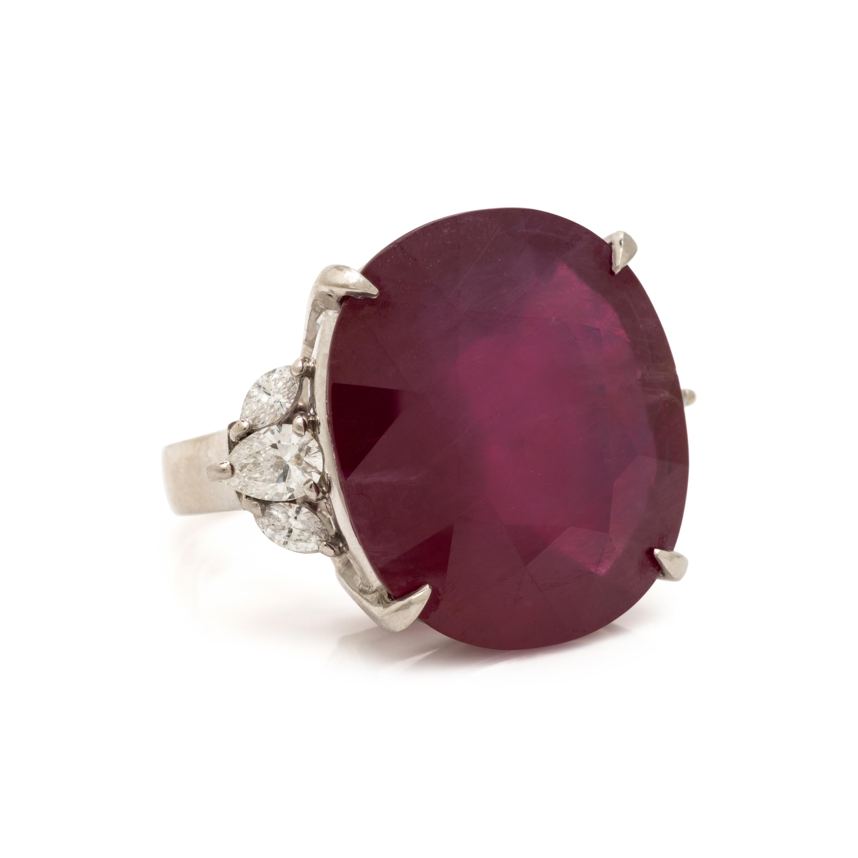 Composite Ruby, Diamond, and Platinum Ring