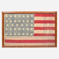 A 34-Star Civil War era printed silk American National Flag circa 1863