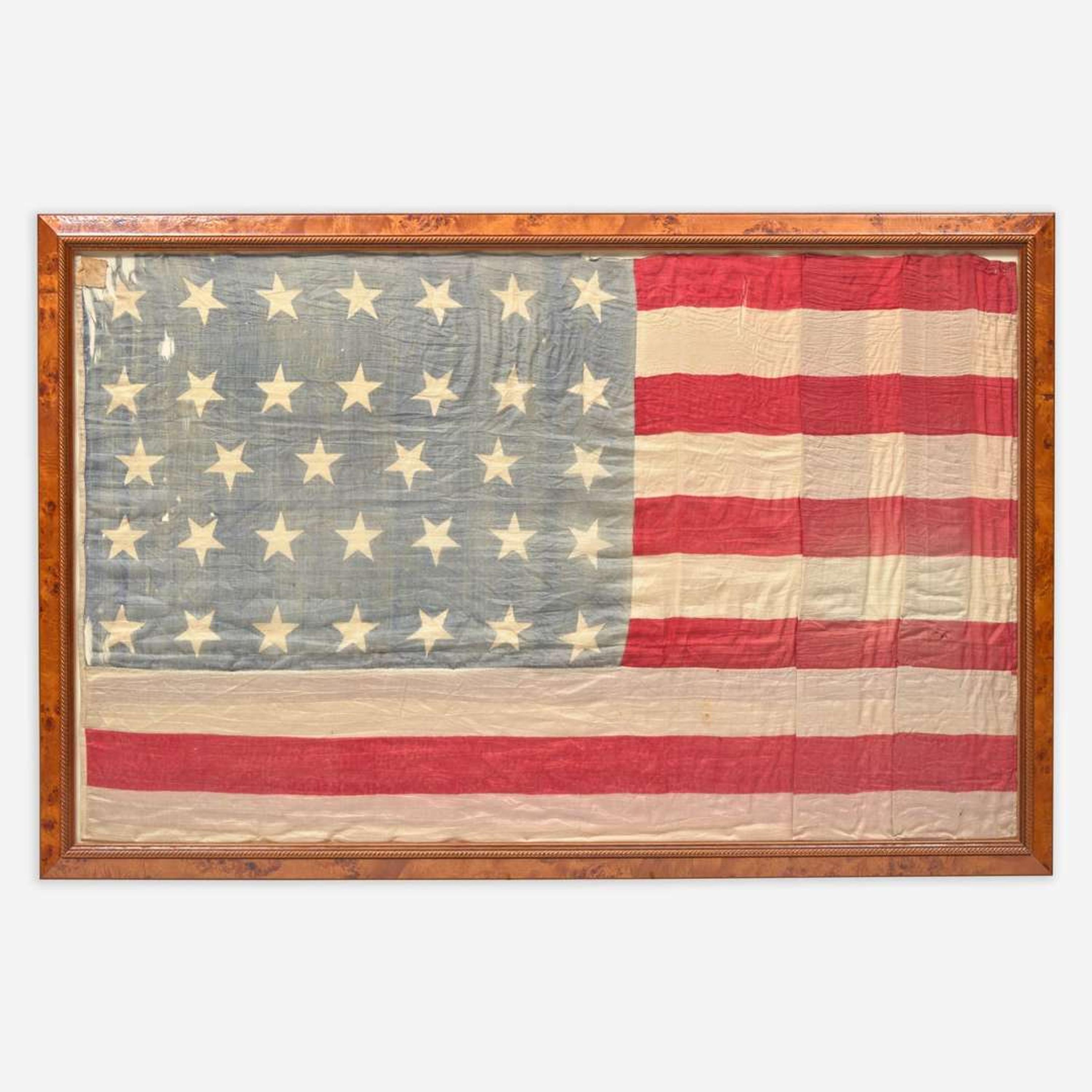 A 34-Star Civil War era printed silk American National Flag circa 1863