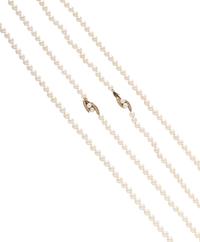 TWO CULTURED PEARL AND DIAMOND NECKLACES