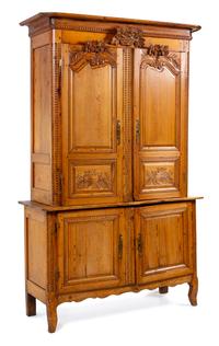 A French Provincial Fruitwood Cabinet Height 87 x width 54 1/2 x depth 21 1/2 inches. — 18TH CENTURY