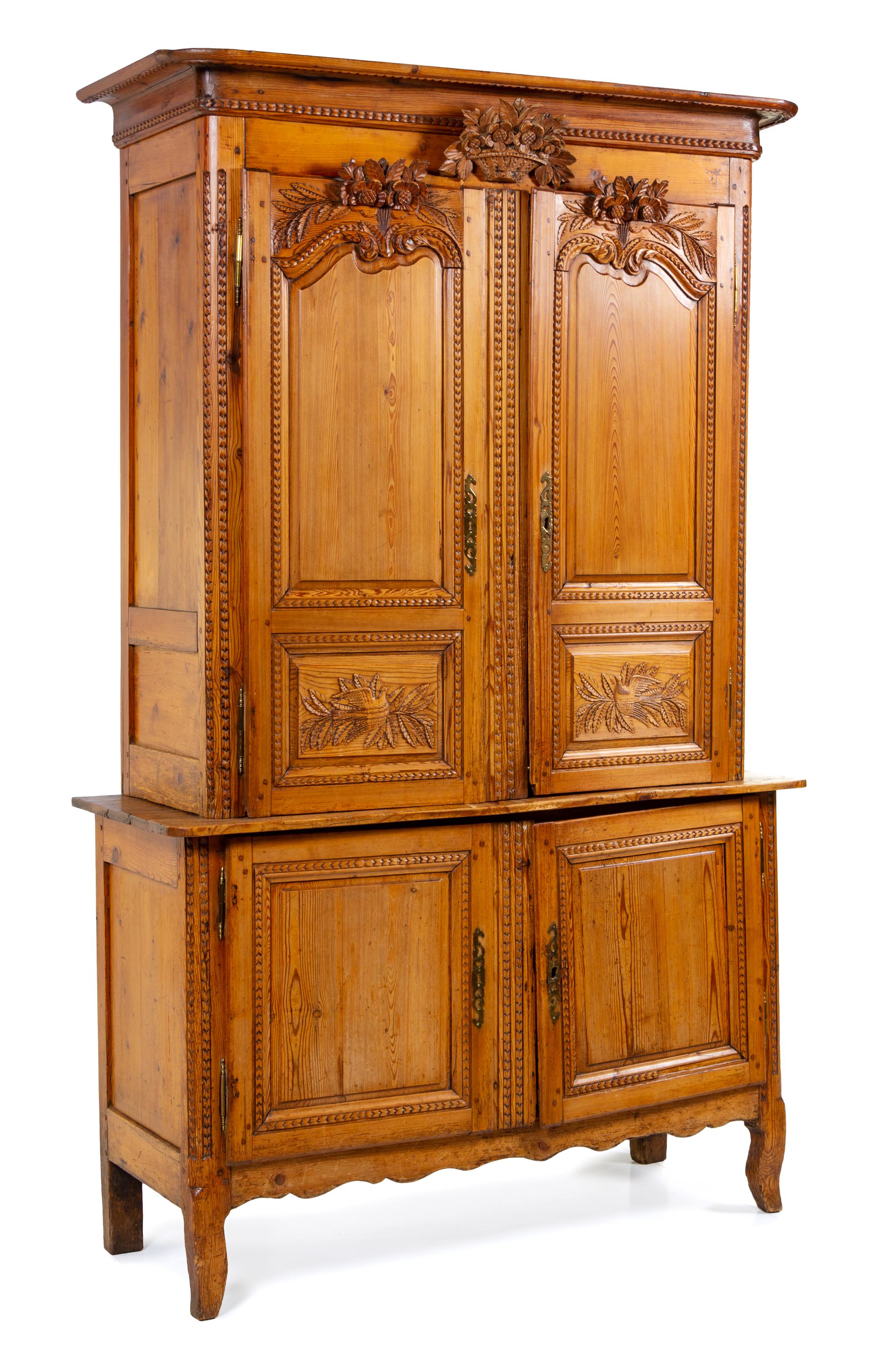 A French Provincial Fruitwood Cabinet Height 87 x width 54 1/2 x depth 21 1/2 inches. — 18TH CENTURY