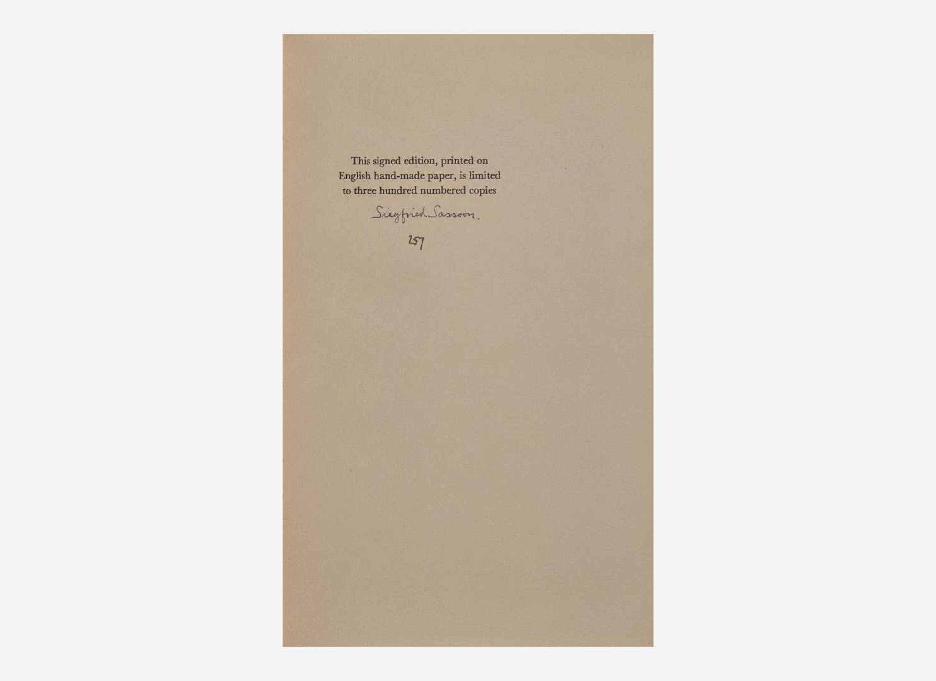 [Literature] Sassoon, Siegfried: The Sherston Trilogy