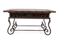A Spanish Baroque Style Iron and Walnut Low Table