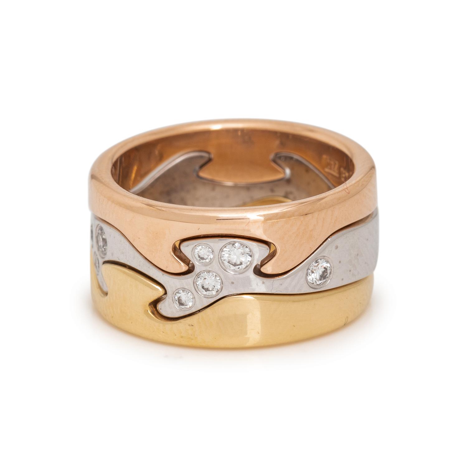GEORG JENSEN, NINA KOPPEL, TRICOLOR GOLD AND DIAMOND 'FUSION' RING SET