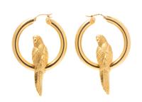A Pair of 18 Karat Yellow Gold Parrot Motif Hoop Earrings, French, 7.20 dwts.