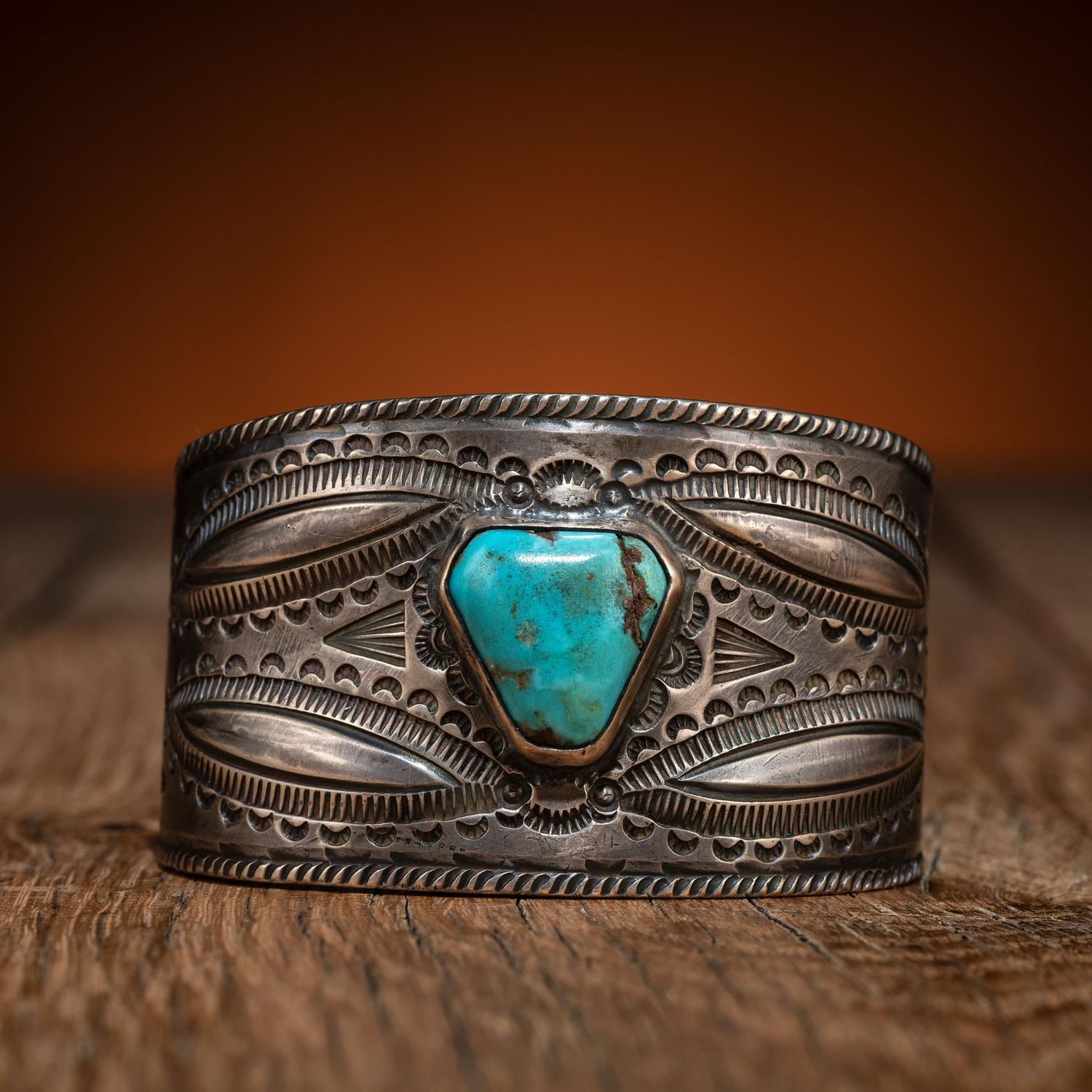 Navajo Silver and Turquoise Cuff Bracelet