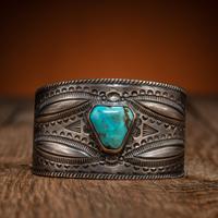 Navajo Silver and Turquoise Cuff Bracelet