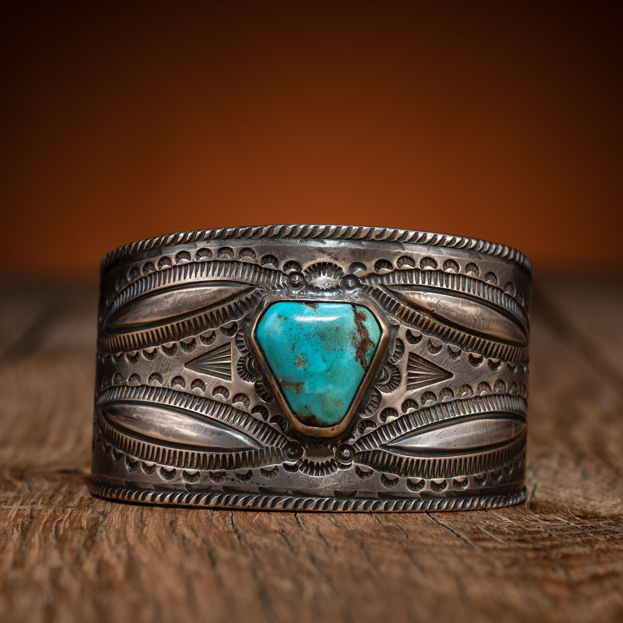 Navajo Silver and Turquoise Cuff Bracelet