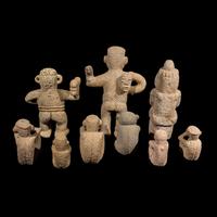Nine Costa Rican Stone Figures