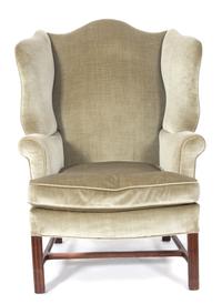 A George III Style Mahogany Wing Chair Height 44 inches. — 19TH CENTURY