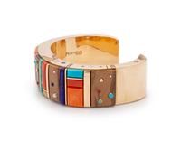 Gold and Cobblestone Inlay Cuff Bracelet