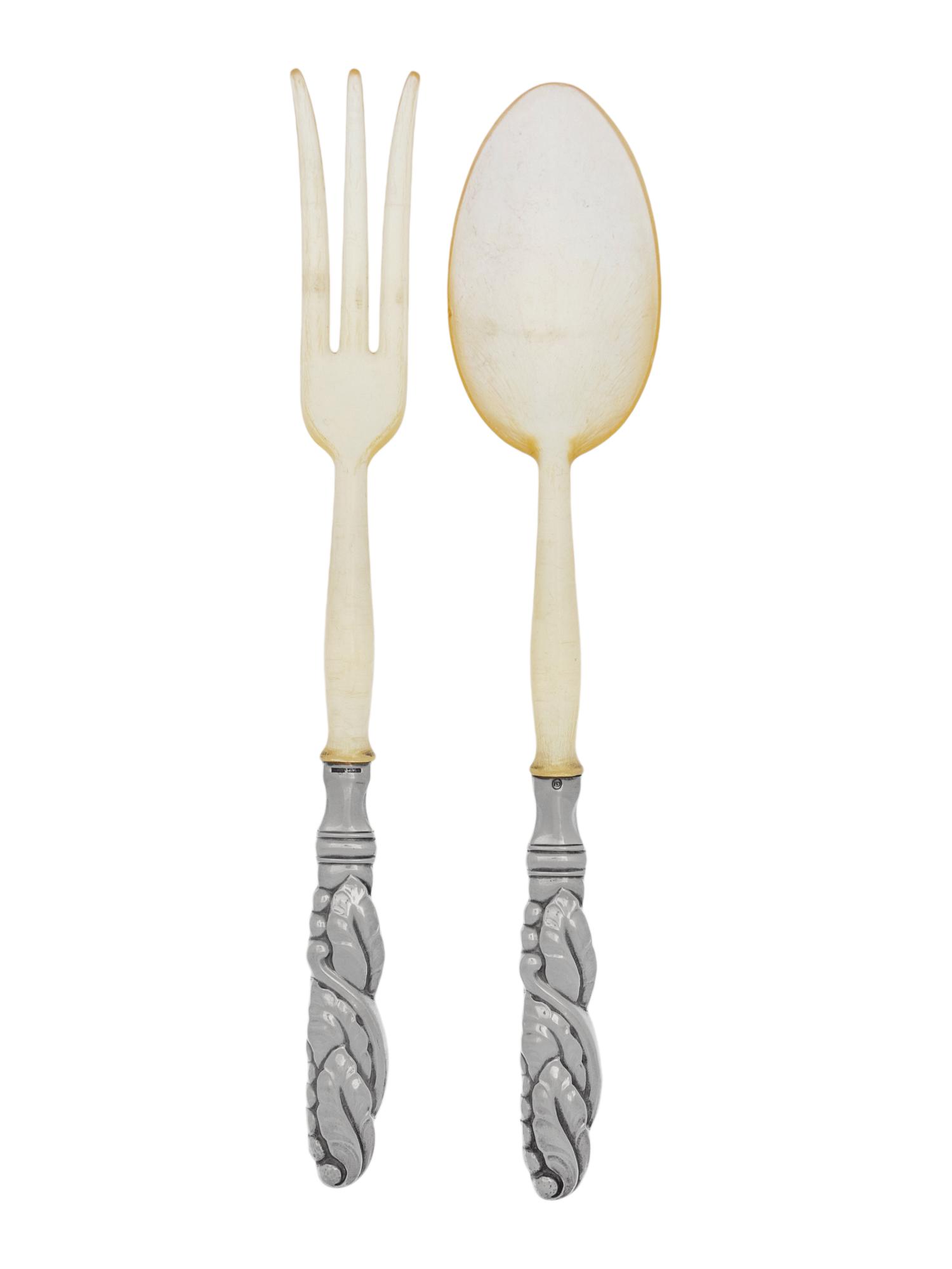 A Georg Jensen Silver Two-Piece Salad Serving Set