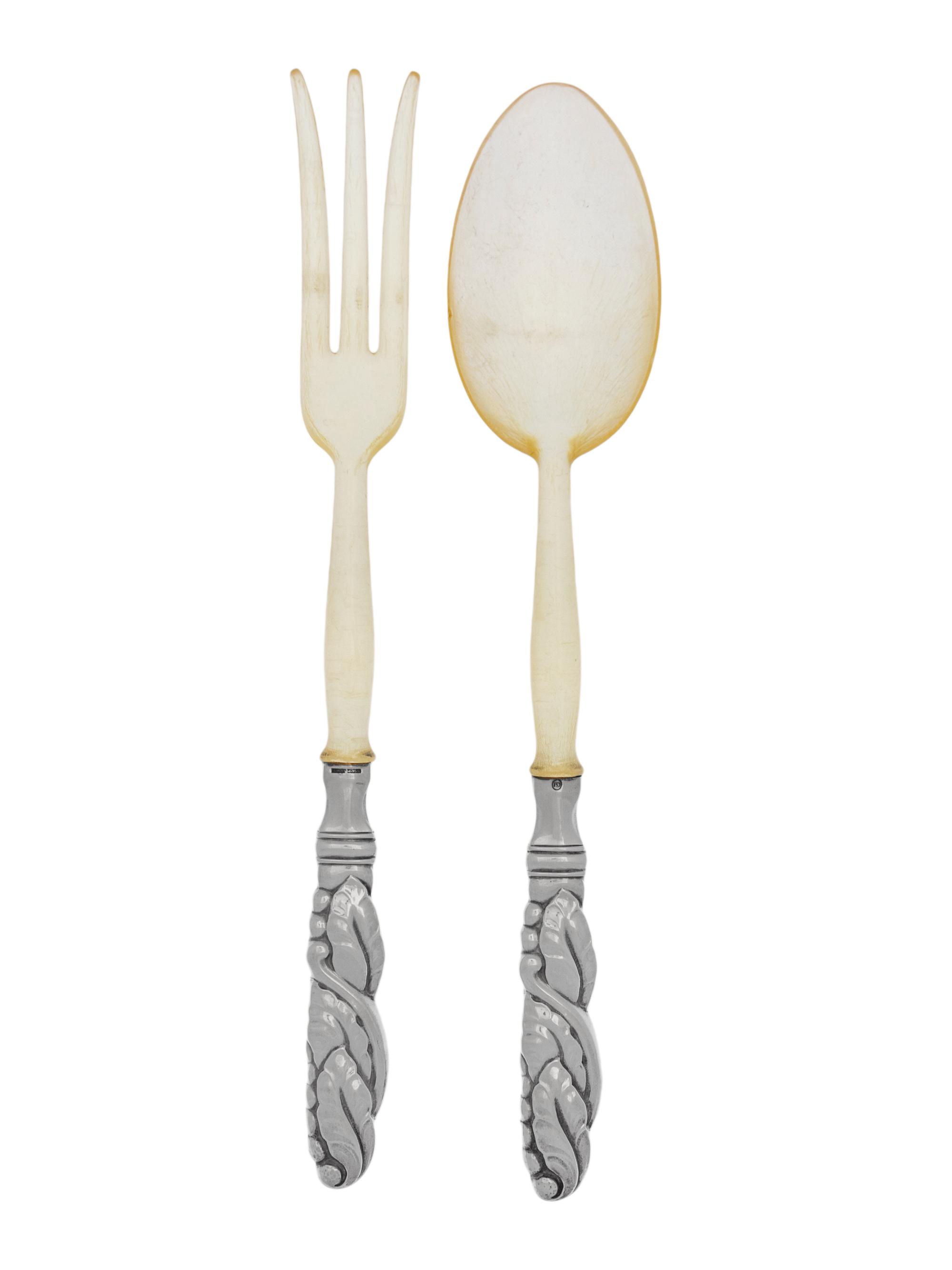 A Georg Jensen Silver Two-Piece Salad Serving Set