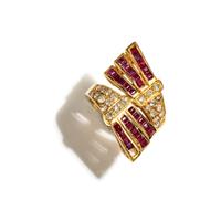 RUBY AND DIAMOND BY PASS RING